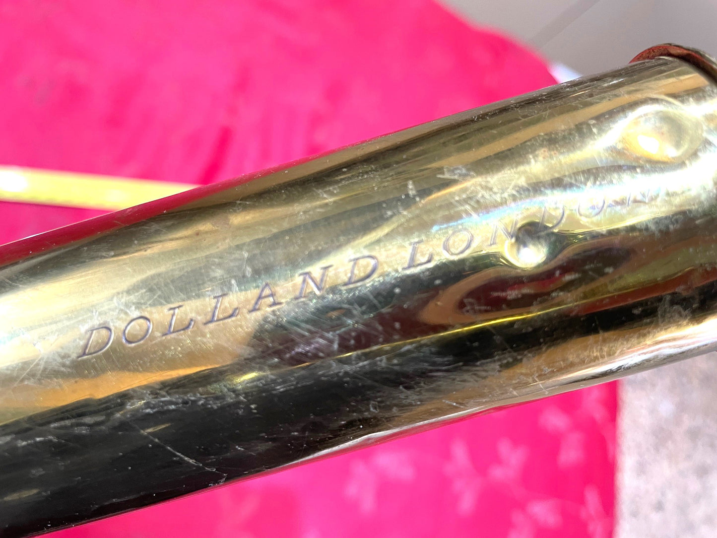 Antiguo Catalejo Telescopio De Bronce Y Cuero 90 Cm.