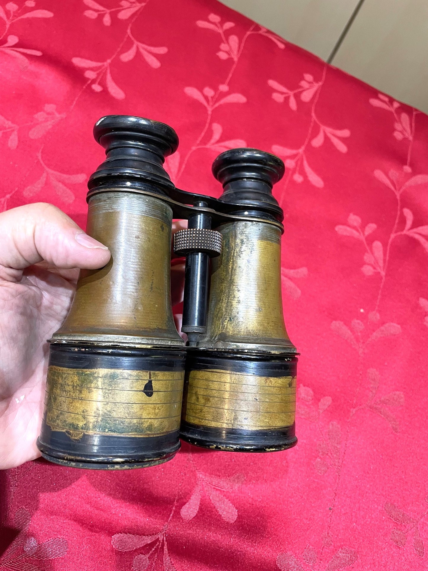 Antiguo Binoculares De Bronce Franceses