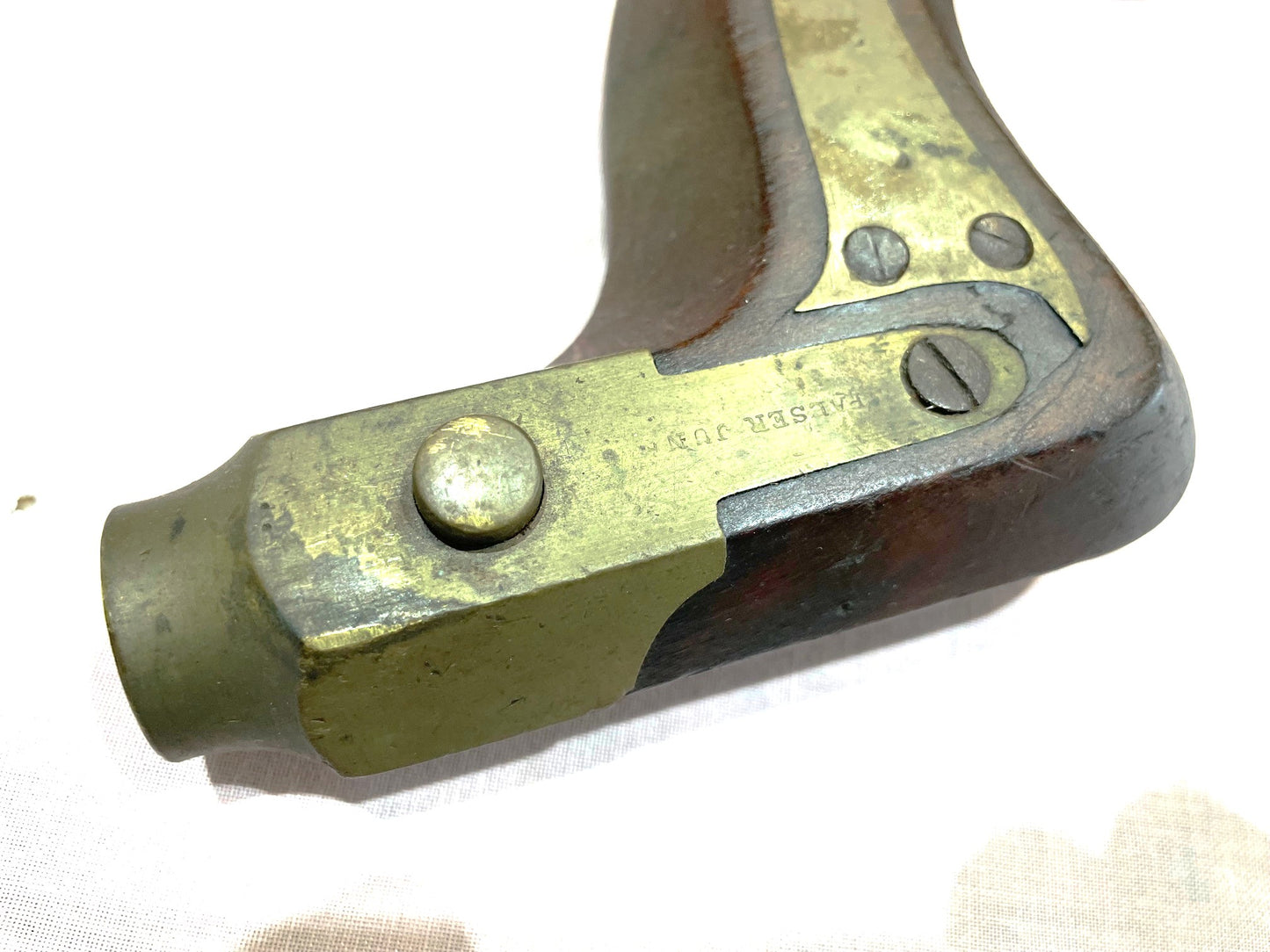 Antiguo Taladro De Mano De Madera Y Bronce