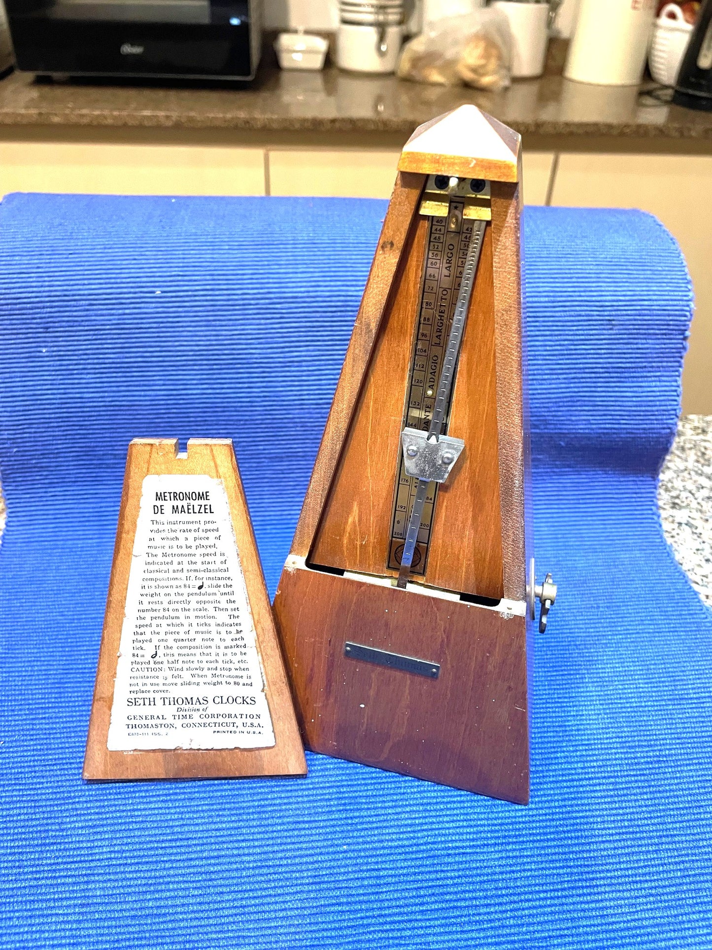Antiguo Metrónomo De Madera Seth Thomas americano Buen Estado