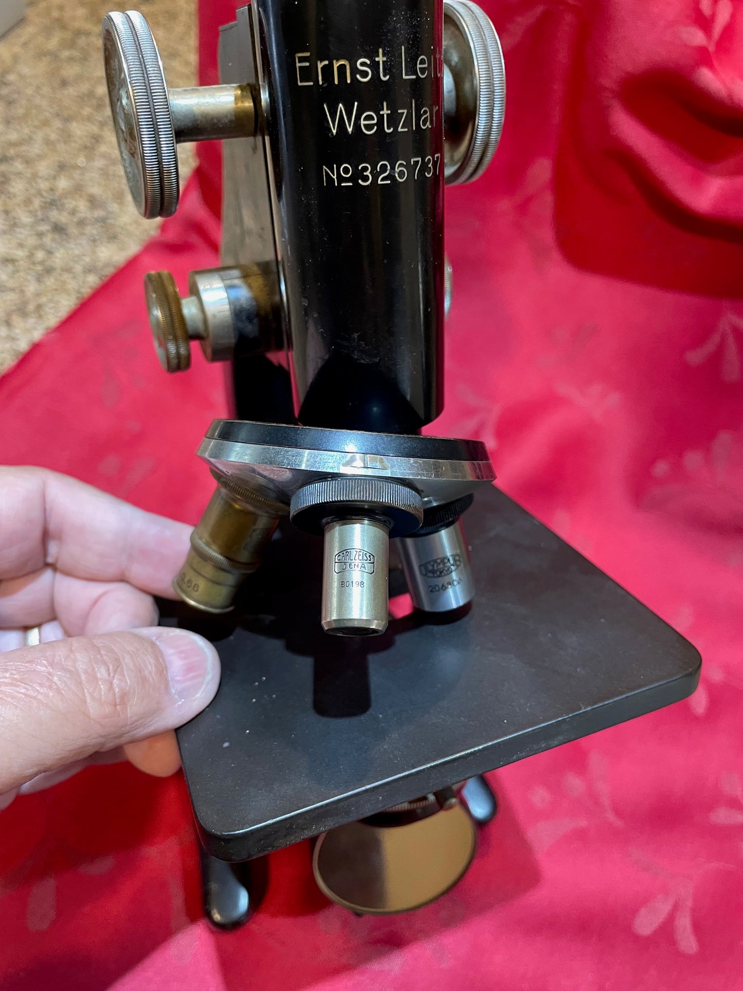 Gran Antiguo Microscopio De Bronce Y Metal Leitz Wetzlar