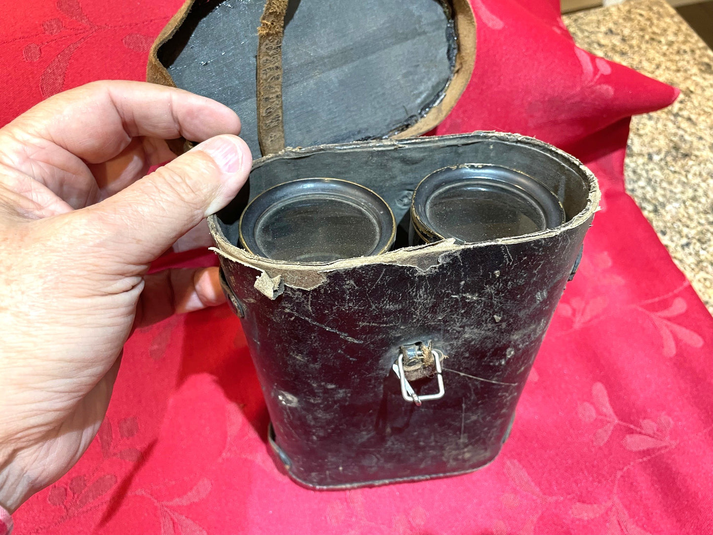 Antiguos Binoculares Franceses Chevalier De Bronce Con Estuche