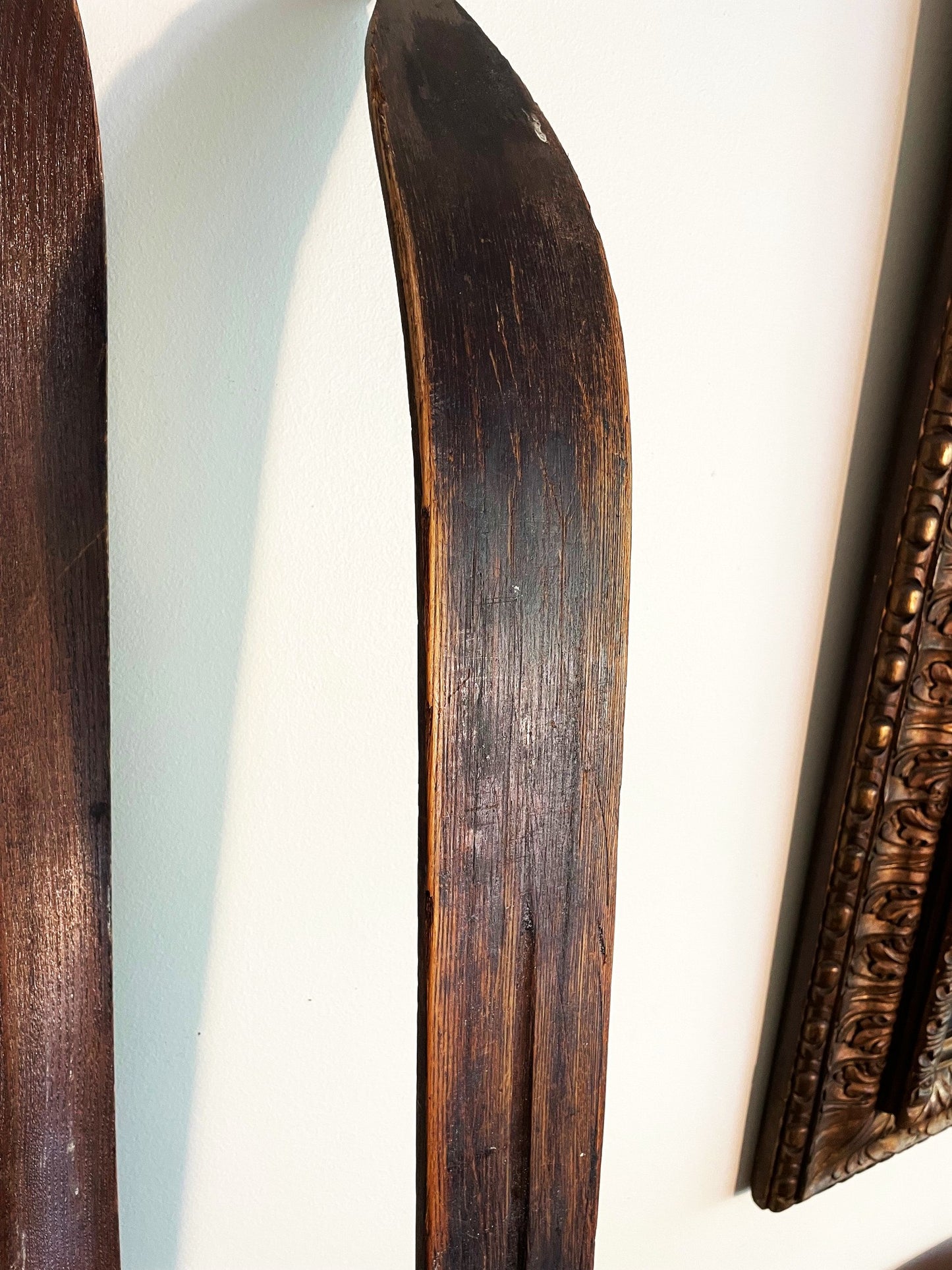 Par De Muy Antiguos Skis Skies Esquies De Madera 1,9 Mts