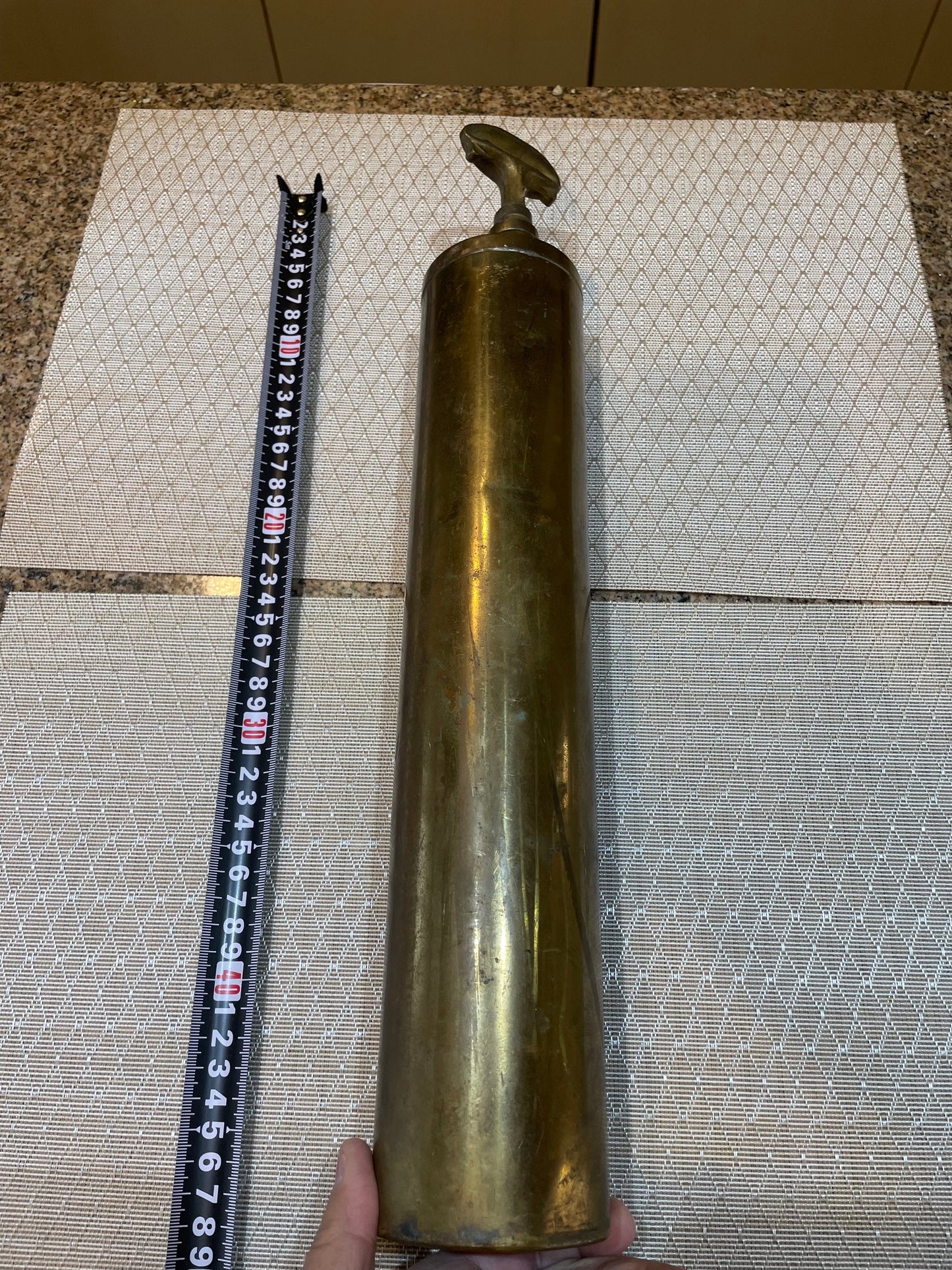 Antiguo Extintor De Bronce Fire-gun Americano 48 Cm