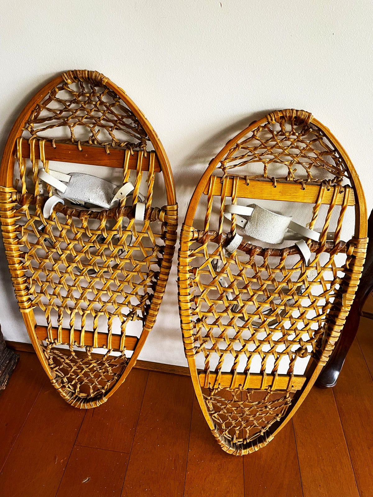 Preciosas Raquetas Zapatos Para Nieve Madera Y Cuero 75 Cm