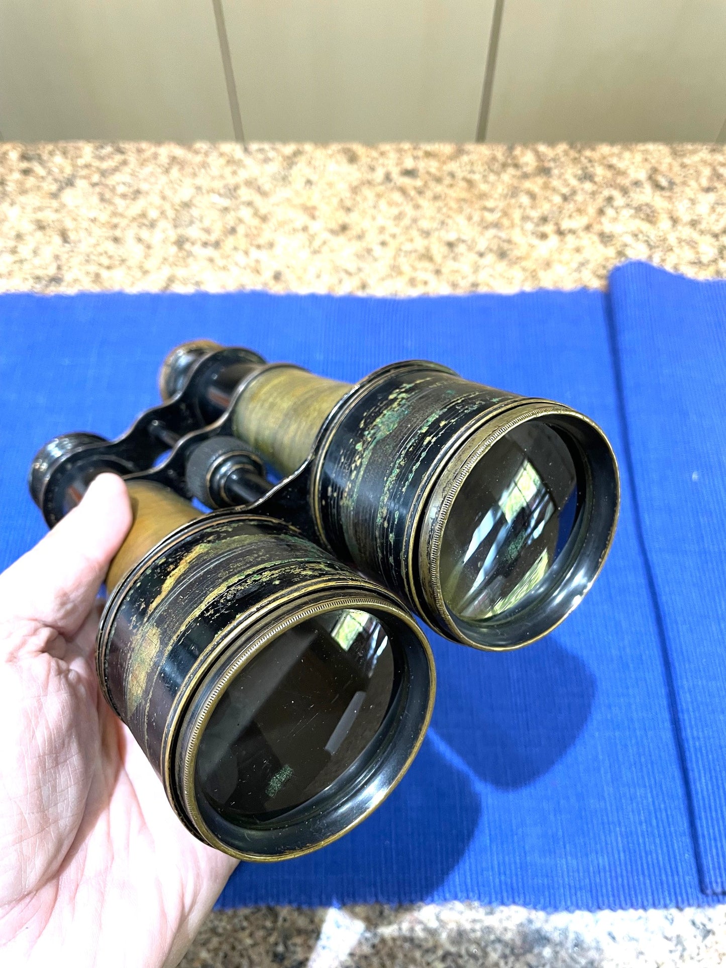 Antiguo Binoculares Audemair Franceses, De Bronce