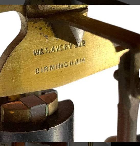 Antigua Gran Pesa Balanza Inglesa De Bronce Y Madera