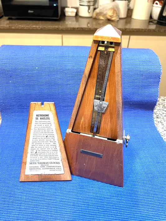 Antiguo Metrónomo De Madera Seth Thomas americano Buen Estado
