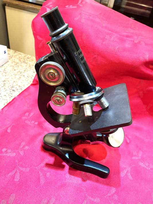 Gran Antiguo Microscopio De Bronce Y Metal Leitz Wetzlar
