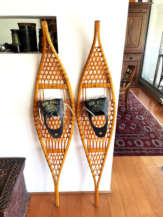 Gran Par De Antiguas Raquetas Zapatos Para La Nieve 150 Cm