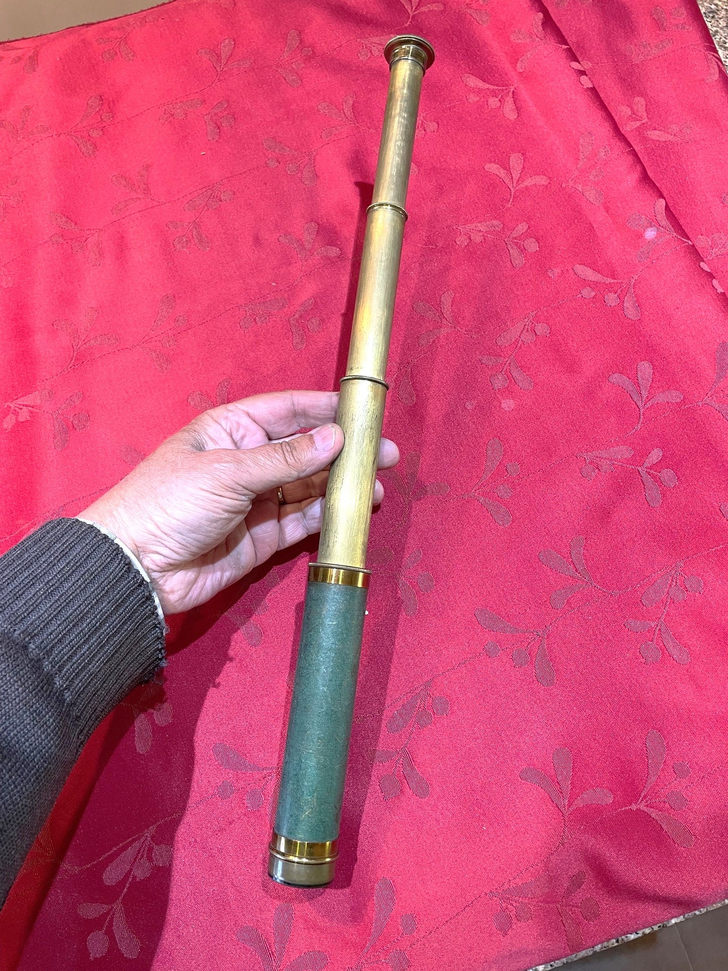 Pequeño Antiguo Catalejo Telescopio De Bronce 44 Cm