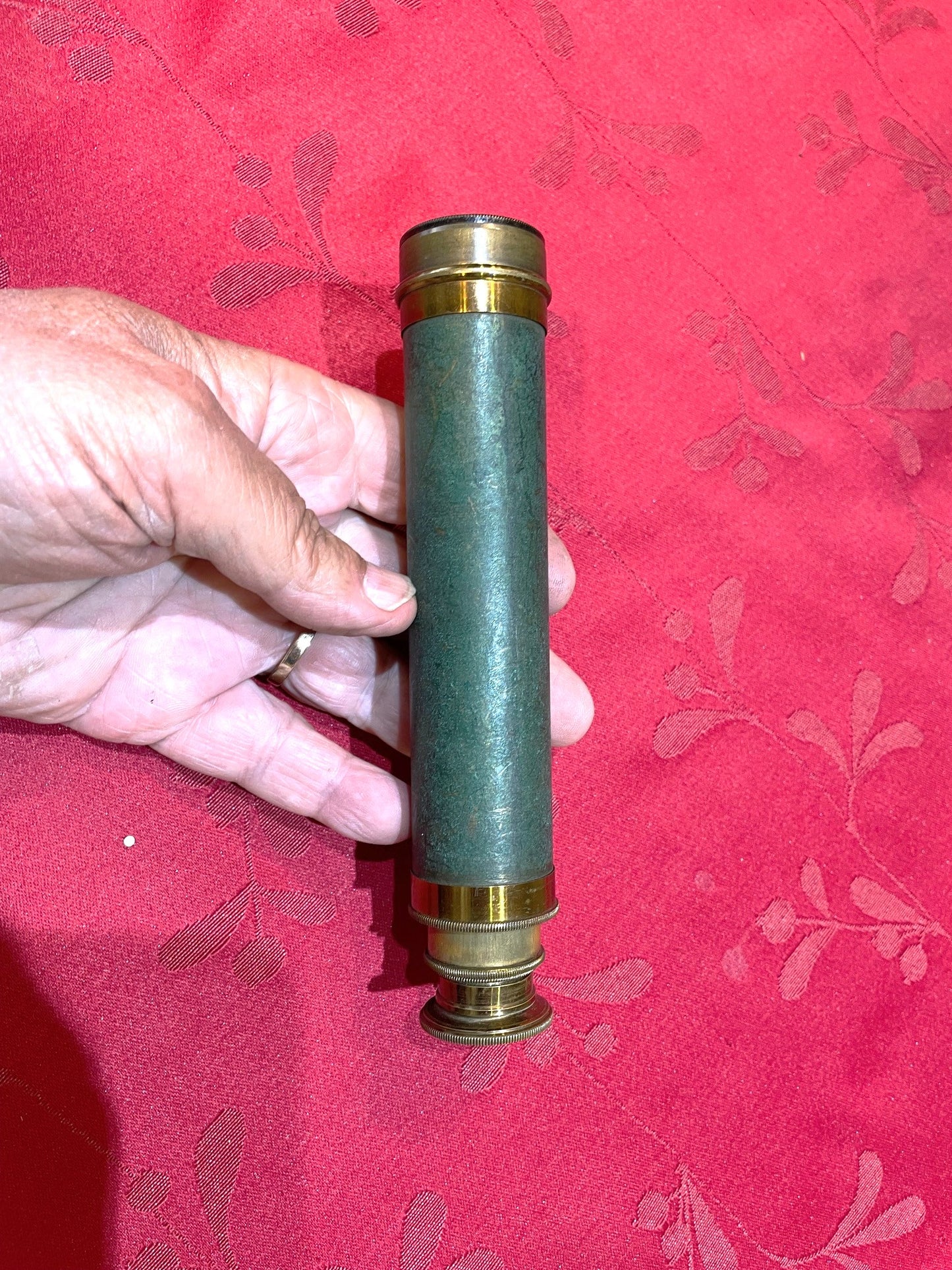 Pequeño Antiguo Catalejo Telescopio De Bronce 44 Cm