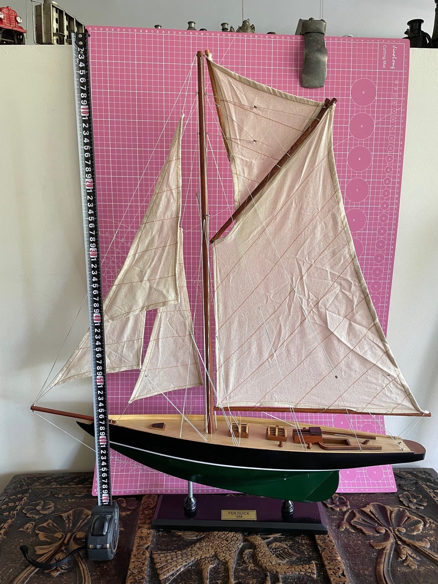 Preciosa Gran Maqueta Modelo Velero Yate De 70 X 77 Cm