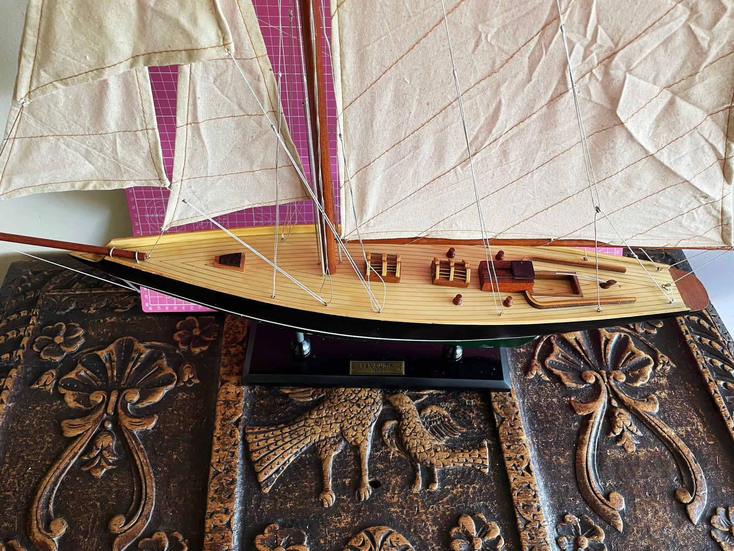 Preciosa Gran Maqueta Modelo Velero Yate De 70 X 77 Cm