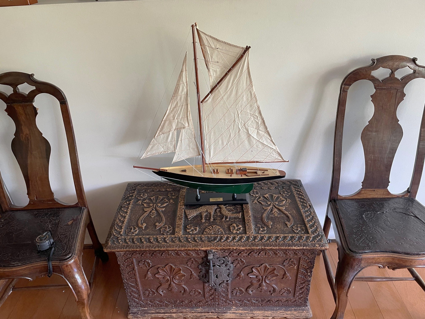 Preciosa Gran Maqueta Modelo Velero Yate De 70 X 77 Cm