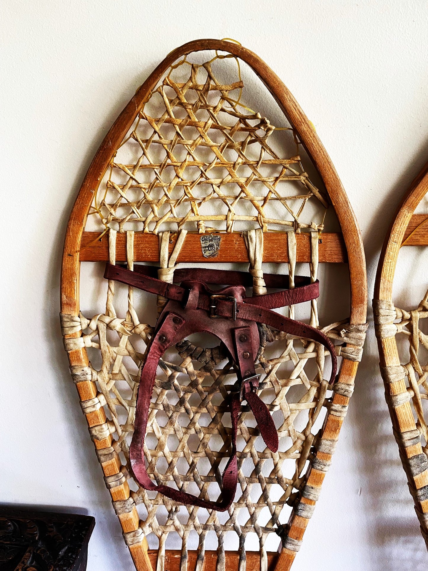 Antiguo Par De Raquetas Para La Nieve 107 Cm