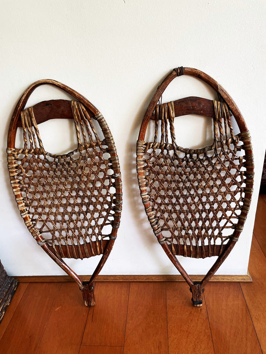 Preciosas Muy Antiguas Raquetas Zapatos Para La Nieve 73 Cm