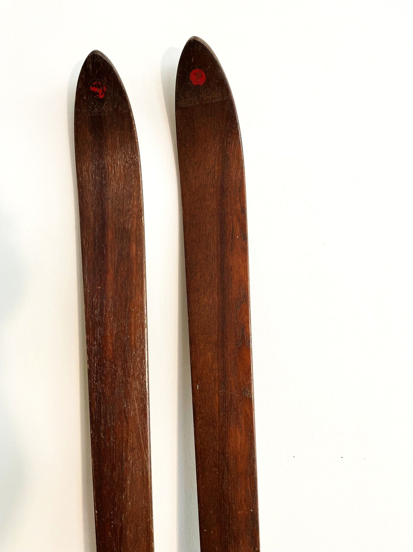 Par De Muy Antiguos Skis Skies Esquies De Madera 1,85 Mts