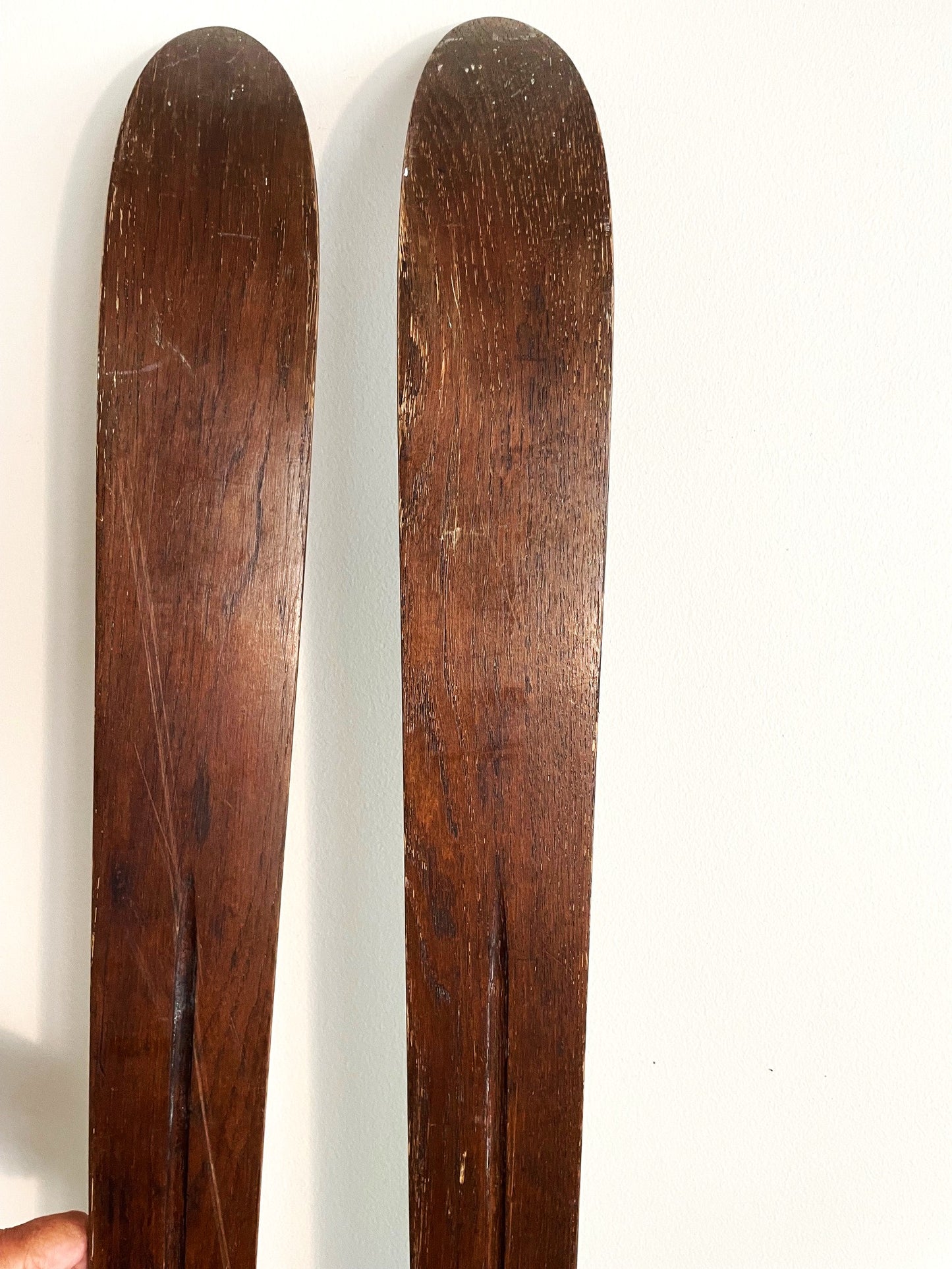 Par De Muy Antiguos Skis Skies Esquies De Madera 1,85 Mts
