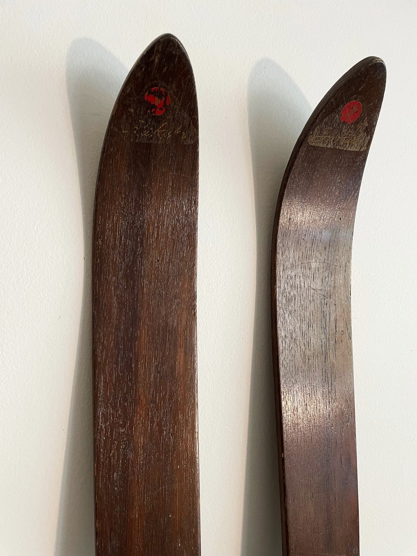 Par De Muy Antiguos Skis Skies Esquies De Madera 1,85 Mts