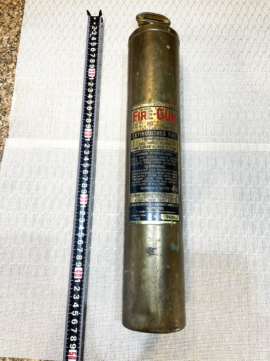 Antiguo Extintor De Bronce Fire-gun Americano 48 Cm