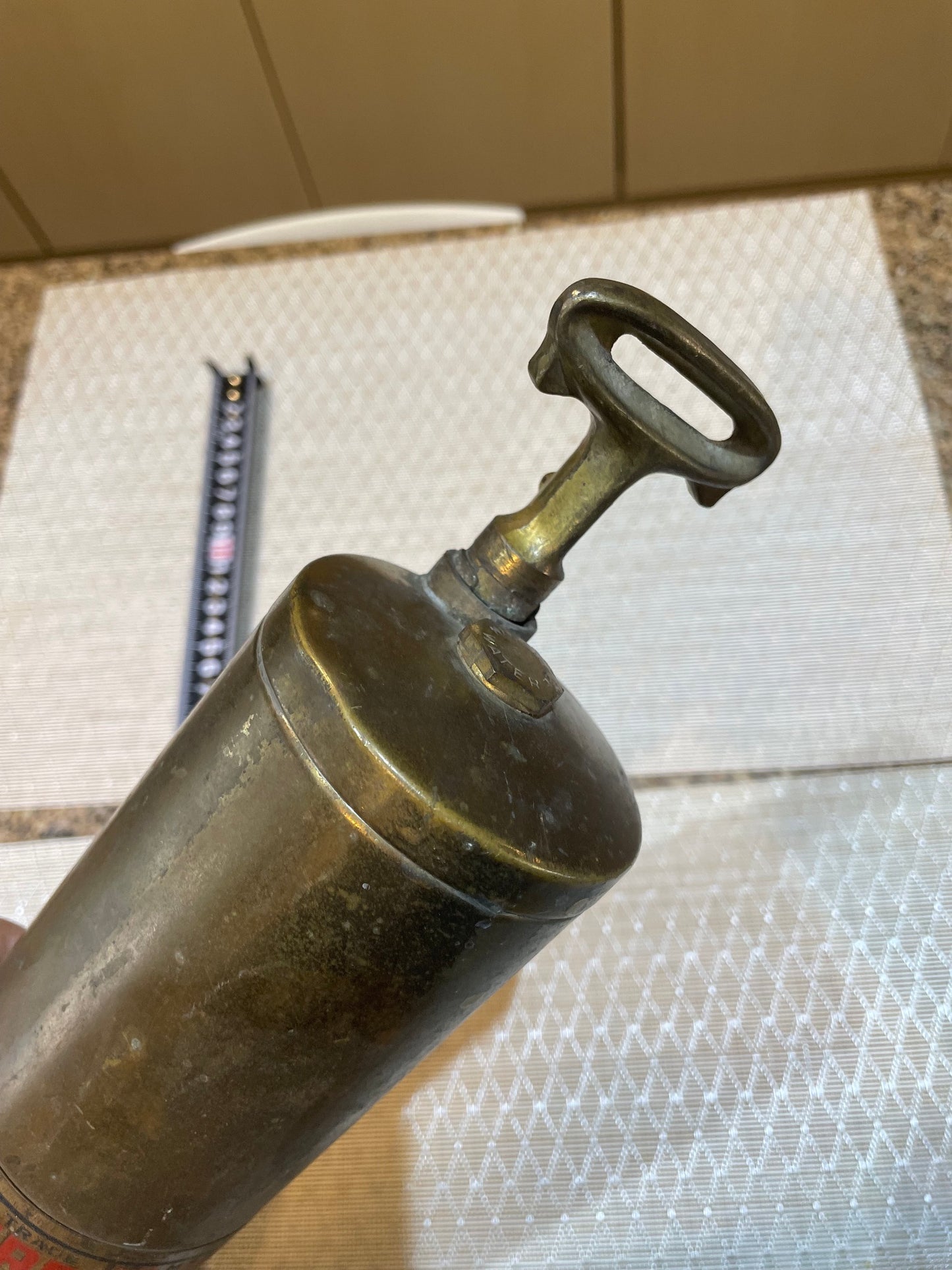 Antiguo Extintor De Bronce Fire-gun Americano 48 Cm