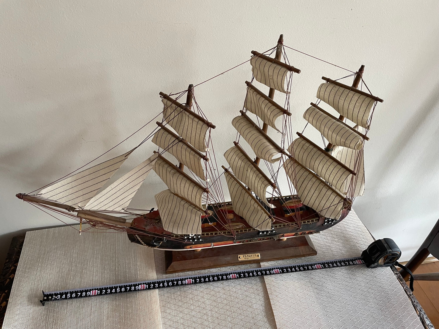Preciosa Maqueta Modelo Barco Velero Fragata Antigua De 70 X 52 Cm