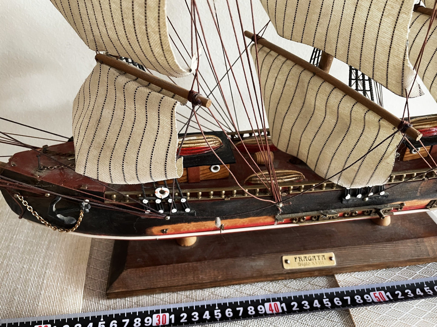 Preciosa Maqueta Modelo Barco Velero Fragata Antigua De 70 X 52 Cm