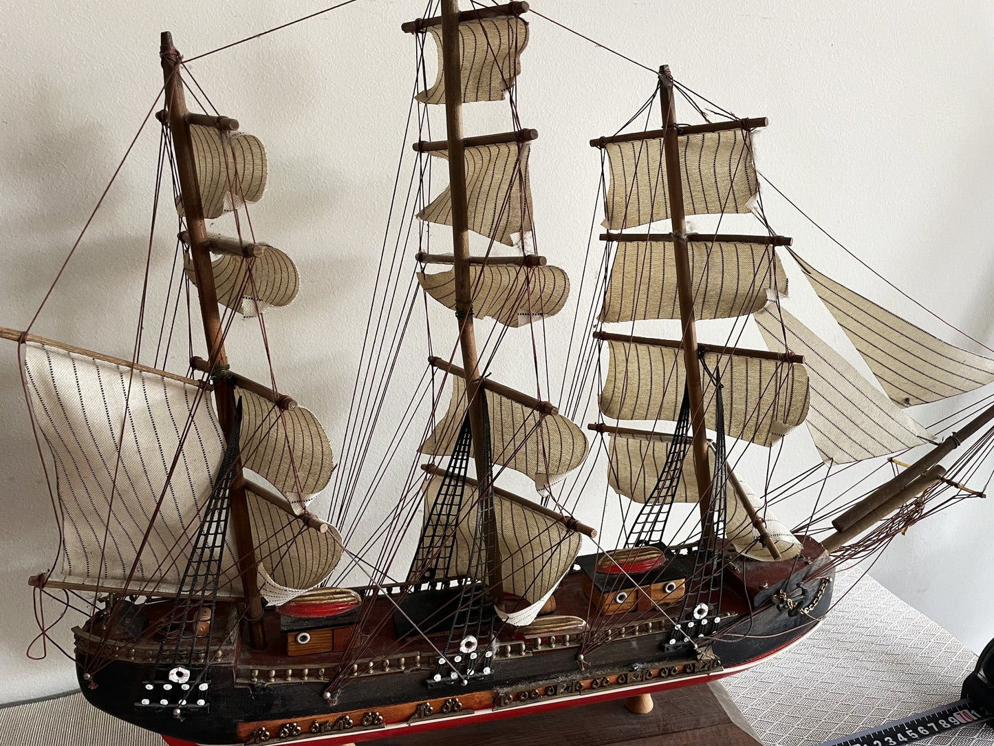 Preciosa Maqueta Modelo Barco Velero Fragata Antigua De 70 X 52 Cm