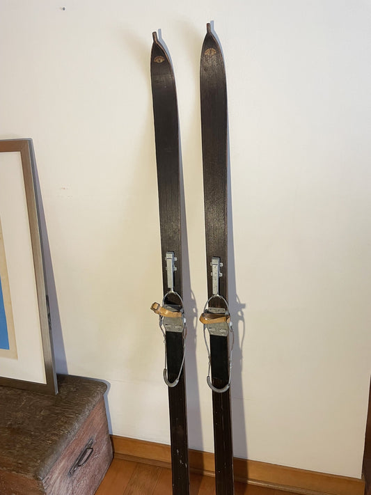Muy Antiguos Skis Skies Esquies De Madera 1,8 Mts Northland