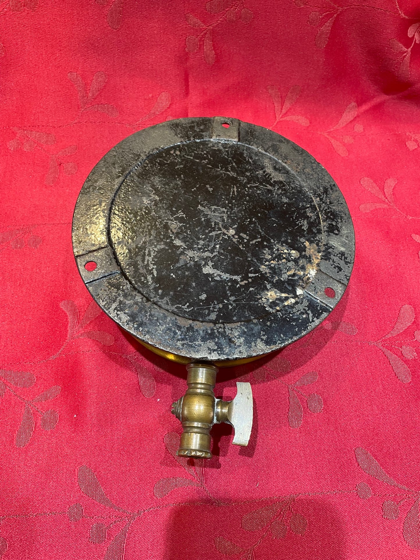 Antiguo Gran Manómetro De Bronce Ashcroft 17 Cm