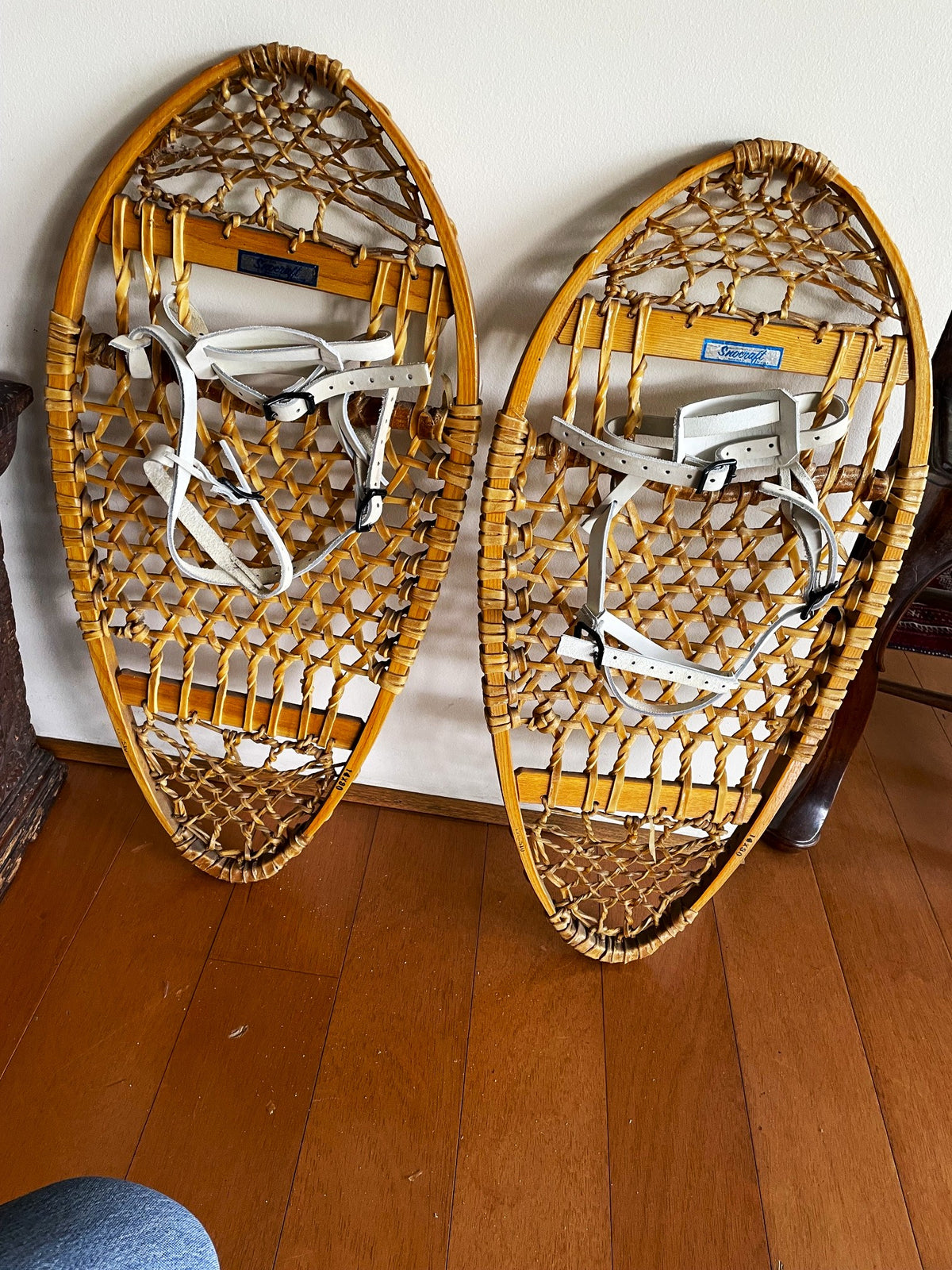 Preciosas Raquetas Zapatos Para Nieve Madera Y Cuero 75 Cm