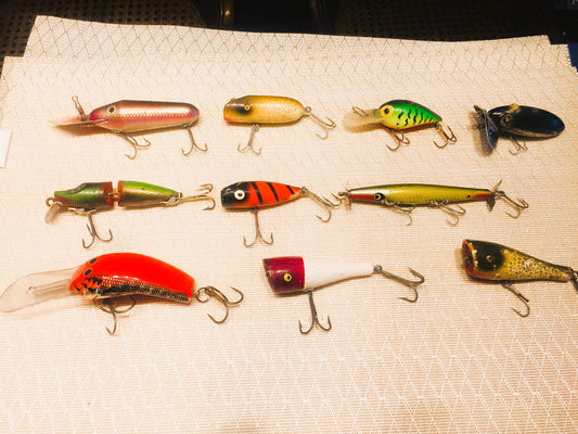 Coleccion De 10 Antiguos Señuelos De Pesca